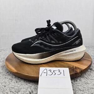 Saucony Womens 7.5 Triumph 20 Black White Athletic Gym Daily Road Running Shoe